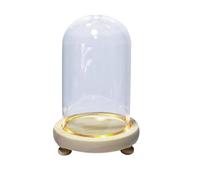 Glass Display Dome Cloche,1 Pack Of Bell Jars With Wooden Bases - Clear Decorative Tabletop Cases With Stands For LED Lights(18 * 30cm)