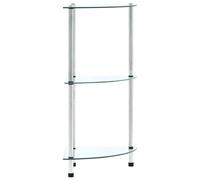 Glass Display Shelf Transparent 30x30x67cm Tempered Glass 3-Tier Stainless Frame