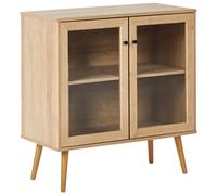 Glass Display Sideboard ALBANY 80 cm Light Brown
