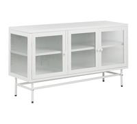 Glass Display Sideboard DEVON Metal 115 cm White