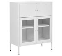 Glass Display Sideboard ESHOLT Metal 80 cm White