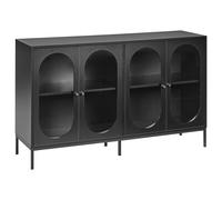 Glass Display Sideboard LANGFORD 137 cm Black