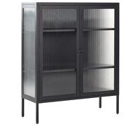 Glass Display Sideboard LERRYN Metal 90 cm Black