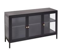 Glass Display Sideboard NEWPORT Metal 115 cm Black