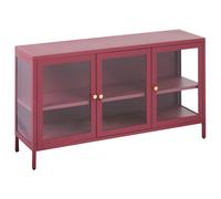 Glass Display Sideboard NEWPORT Metal 115 cm Dark Red