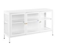 Glass Display Sideboard NEWPORT Metal 115 cm White