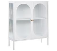 Beliani Glass Display Sideboard Sarre 90 Cm Metal White
