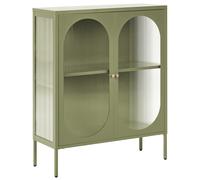Beliani Glass Display Sideboard Sarre 90 Cm Metal Green