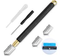Glass DIY Cutting Tool Kit - Glass Cutter Kit with Tungsten Carbide Wheel, Glass Cutters Tools for Stained Glass, Mirror, Tile - Pencil Style 2mm-20mm