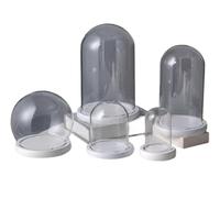 Glass Dome Cloche Bell Jar,1pcs Round, Decorative Tabletop Display Ball With White Base For Plants Collectible Figure Candles Medals(10 * 13cm)