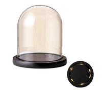 Glass Dome Cloche Bell Jar,1Sets Clear Tabletop Display Case With Wood Color Glowing Base For Plants Collectible Figure Candles Medals(Black,9 * 12cm)