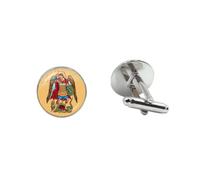 Glass Dome Cufflinks Archangel St.Michael Protect Me Saint Shield Protection Charm Russian Orhodox Cuff Button Gift