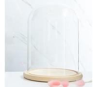 Glass Dome Diameter 7", Decorative Glass Cloche Bell Jar Display Dome, Dust Proof Glass Display Dome with Solid Wood Base Office Home Desktop Ornament Decoration