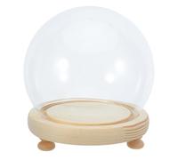 Glass Dome with Luminous Wooden Base Display Ornament | Glass Cover, Built in Light, for Crystals and Eternal Flower Arrangements, Store Countertop Decor
