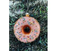 Glass donut with sprinkles Christmas tree ornament
