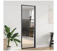 vidaXL Glass Door Striped Black 76 x 3.5 x 201.5 cm Aluminium