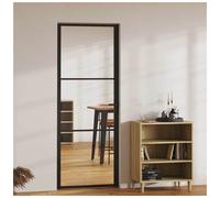 Glass Door Black Aluminium 76x201.5cm Transparent ESG Panel Lockable Reversible