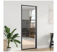 Glass Door Black Aluminium 76x3.5x201.5 cm Framemount Locking Indoor Tempered kg