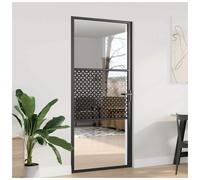 Glass Door Black Aluminium 93x201.5cm Framemount Locking Interior Panel Sliding