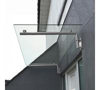 Glass Door Canopy Shelter Porch Rain Protection Outdoor Patio Front Yard Garden Back Awning Over Door Cover Home House Cleaning Stainless Steel Satin Finish Brackets | 1200 x 800mm