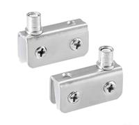 Glass Door Hinge Adjustable Pivot Clamp for 5-8mm Thickness Glass Cabinet Cupboard Bathroom Showcase Doors Stainless Steel Brushed Finish No Drilling Required