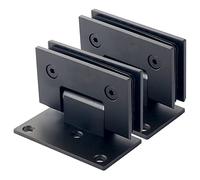 Glass Door Hinges,Cabinet Hinges, 2Pcs 304 Stainless Steel Glass Door Hinges, Matte Black 90° Single Side Bathroom Glass Clamp, 8-12mm Frameless Shower Door Hinges