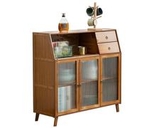 Glass Door Kitchen Cabinet - Stylish Buffet Storage with Wine & Tea Compartments, Home Living Room Display Unit and Drawer