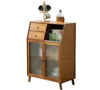 Glass Door Kitchen Cabinet - Stylish Buffet Storage with Wine & Tea Compartments, Home Living Room Display Unit and Drawer