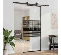 Glass Door Striped Black 90 x 2 x 205 cm Aluminium