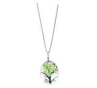 Glass Double-Sided Retro And Flower European Lady Pendant Necklace Tree Eternal Life Trunk Crystal Necklaces Pendants Chain for Women (Green, One Size)