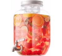 Glass Drink Dispenser for Parties, 1 Gallon Beverage Storage for Fridge, Lemonade Dispenser, Water Juice Dispenser with Spigot - for BBQ, Picnic, Pool Party and Social Events