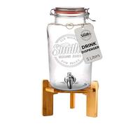Glass Drink Dispenser with Tap - 5L Mason Jar Beverage Container with Stainless Steel Spigot - Water Dispenser with Tap for Juice, Iced Tea, Cocktail, Picnic, BBQ, Parties, Counter