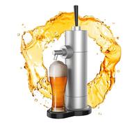 Glass Drink Dispenser with Tap, Mini Beer Kegerator Draft Foam Maker Tap for Beer Lovers Home Bar Party, Silver Black(OneColor)