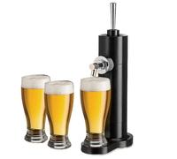Glass Drink Dispenser with Tap, Mini Beer Kegerator Draft Foam Maker Tap for Beer Lovers Home Bar Party, Silver Black(Black)