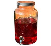 Glass Drinks Dispenser Tap 5.5L Metal Screw Top Lid Juice Cocktail Serving Party
