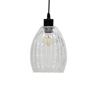 Glass Easy Fit Ceiling Lightshade or Pendant Shade, Clear Fluted Glass, Height 22cm Diameter 17cm