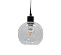 Glass Easy Fit Ceiling Lightshade or Pendant Shade, Clear Glass Globe, Height 15cm Diameter 17cm