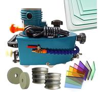 Glass Edging Machine with 8 Diamond Wheels & 2 Polishing Wheels, Portable Edge Trimmer Grinder, Straight Round Bevel Cutter, 28x15x24cm