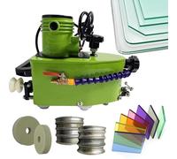 Glass Edging Machine with 8 Diamond Wheels & 2 Polishing Wheels, Portable Edge Trimmer Grinder, Straight Round Bevel Cutter, 28x15x24cm