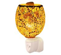Glass Electric Oil Burner Plug In Wax Melts Burner, 3D Electric Candle Scented Oil Lamp, Wax Warmer Aroma Essential Night Light Oils Burner Melter for Home Office Bedroom Gifts (YELLOW)