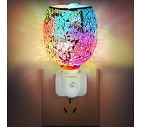 Glass Electric Plug-In Led Aroma Diffuser Lamp Wax Melt Oil Burner Warmer, Aromatherapy Home Decor, Room Decor and Office Accessories (Mosaic Rainbow)