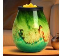 Glass Electric Wax Melt Burners-Fragrance Wax Melter with Removable Silicone Dish Scented Wax Melt Warmer 7 Led Mood Light Aroma Oil Burner for Office Home Decor Gift for Women