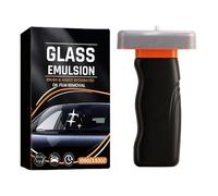 Glass Emulsion Car Cleaner, Handheld Windshield Cleaning Brush, Auto Glass Oil Film Removal, Ergonomic Handle with Sturdy Bristles, Streak Free Cleaning Design, Car Care Tool for Automotive
