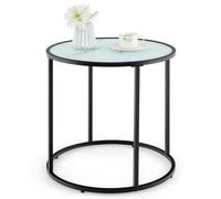 Glass End Table 50cm Round Side Table Modern Coffee Accent Table