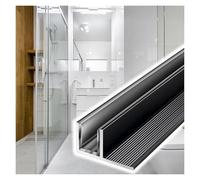 Glass F Channel for Fixed Panel Shower Door, 10mm 12mm Bottom Guide, Bathroom Partition, Matte Black Aluminum, 6.2ft Long