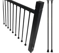 Glass Fence Posts Black Iron Balustrades Stair Railing Kit for Patio 43" Square il Posts with Internal Column (Set of 2 110 cm)