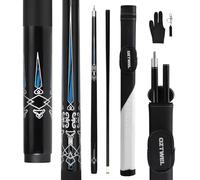 Glass Fiber Pool Cue Stick with Case Combo Set, 12.5mm Professional Pool Stick 58" Low Deflection Billiards Cue Stick 19 Oz Pool Cue Set for Men Adults Players (Black2)