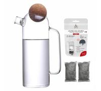 Glass Filter Jug 1 L - Activated Charcoal - Natural Water Filter - Includes 2 Zero Plastic Filter Cartridges