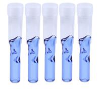Glass Filter Tips, Reusable Smoking Mouthpiece, Flat Roach Tips, Easy Clean, Coloured, 5 Pieces (5pcs Blue)