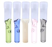 Glass Filter Tips, Reusable Smoking Mouthpiece, Flat Roach Tips, Easy Clean, Coloured, 5 Pieces (5pcs Mix Random)
